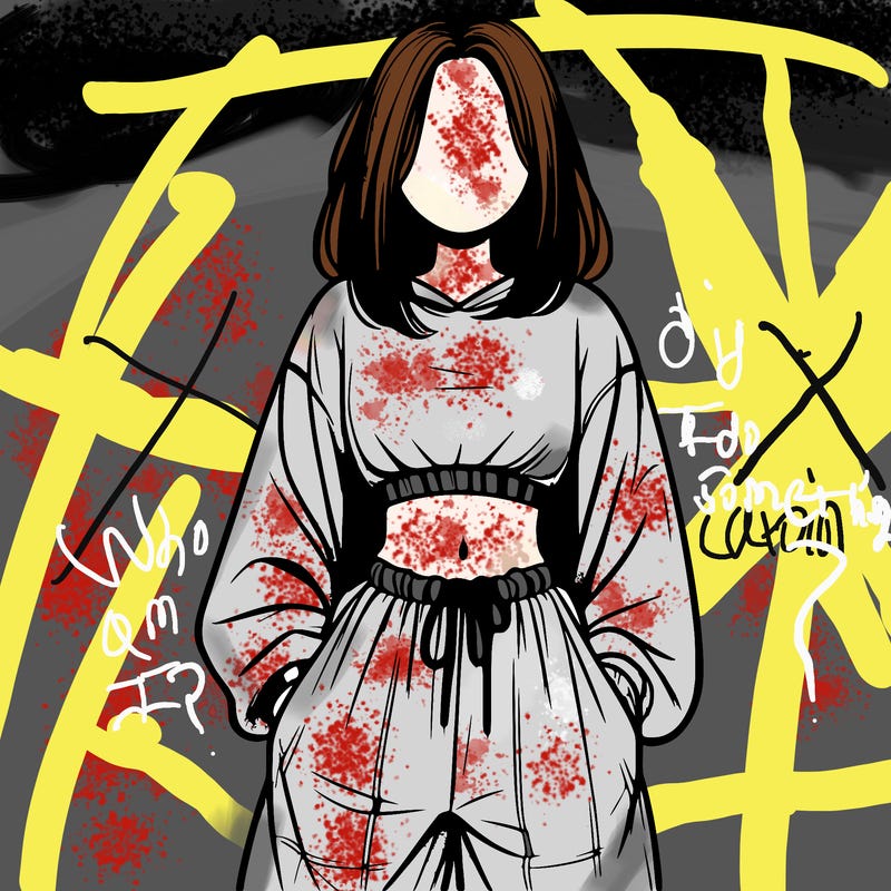 realistic girl faceless with baggy pants and a crop top