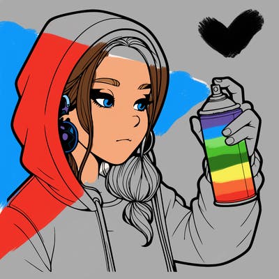 a realistic girl, spray painting