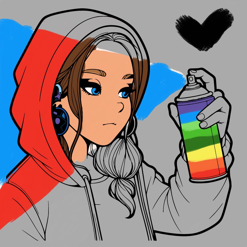 a realistic girl, spray painting