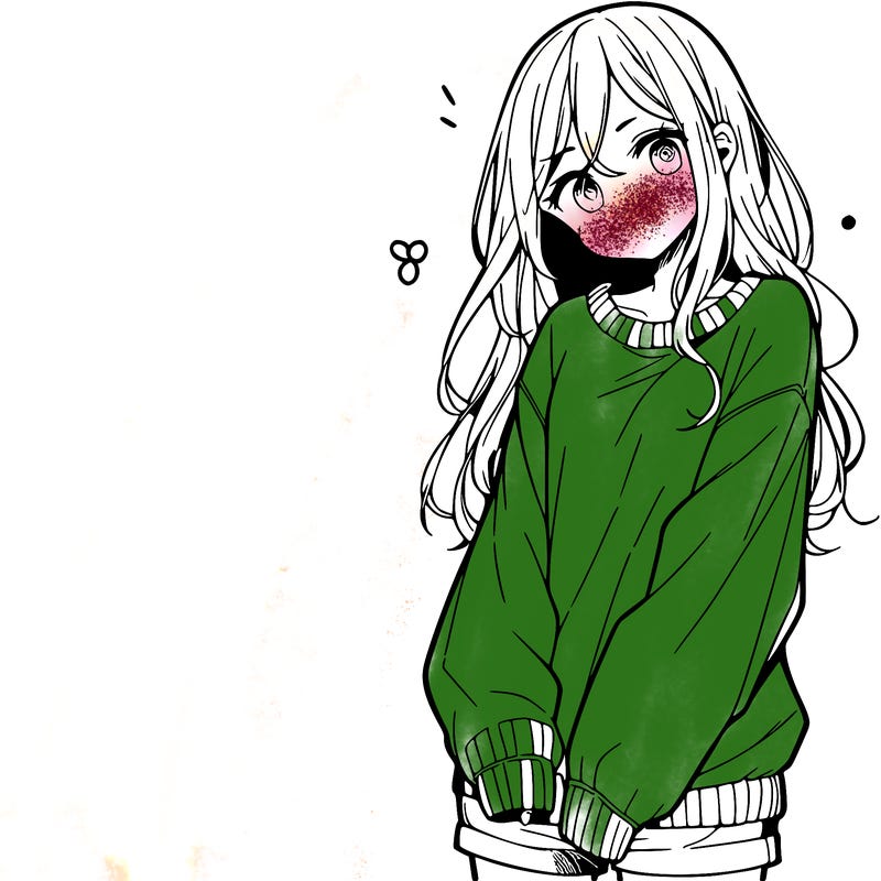 manga teen girl  in a sweater and baggy pants