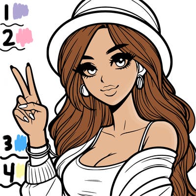 a model holding up the peace sign