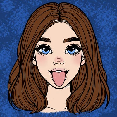 realistic girl with her tongue out