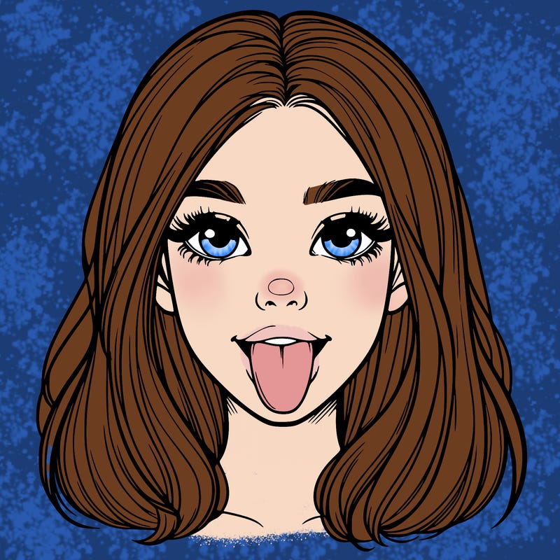 realistic girl with her tongue out