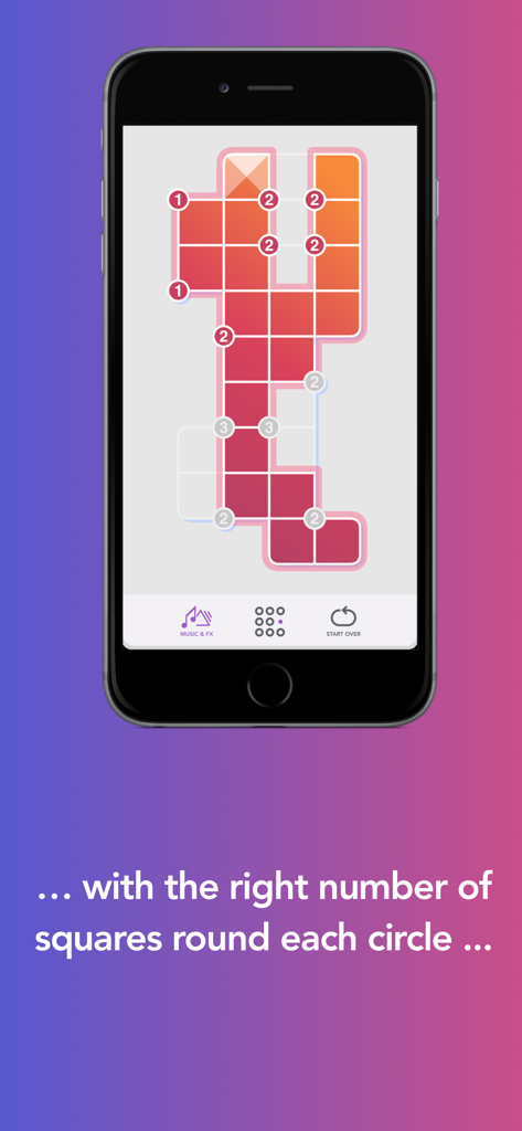 Radiant Grid - Tela do jogo de quebra-cabeça Radiant Grid com grade lógica colorida