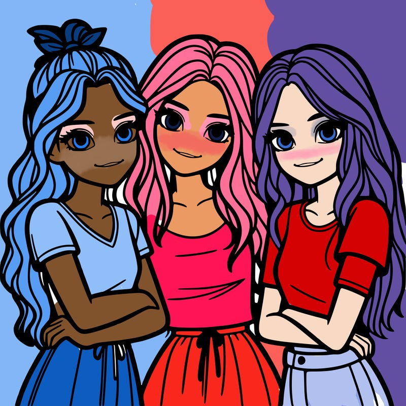 three girls together realistic