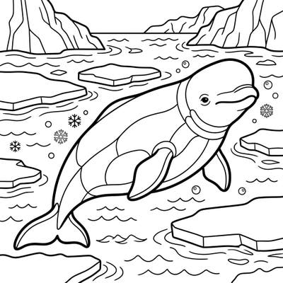 Explore the serene beauty of the arctic with this specially designed Beluga Whale coloring page, perfect for seniors. Its large print and clear lines offer a relaxing and engaging coloring experience.