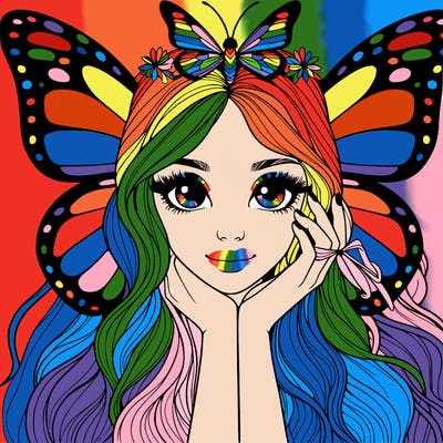 butterfly realistic girl