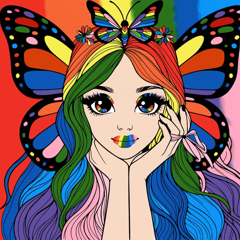 butterfly realistic girl