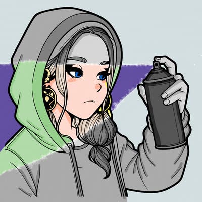 a realistic girl, spray painting
