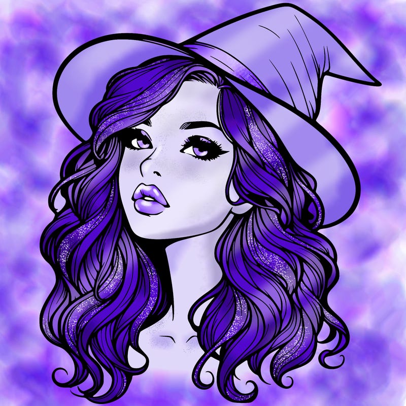 realistic witch girl with wavy hair and lips
