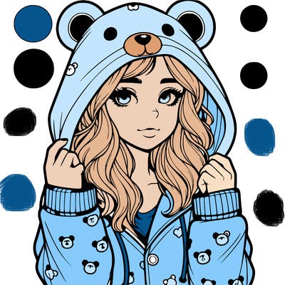 realistic girl in a animal pjs hoodie