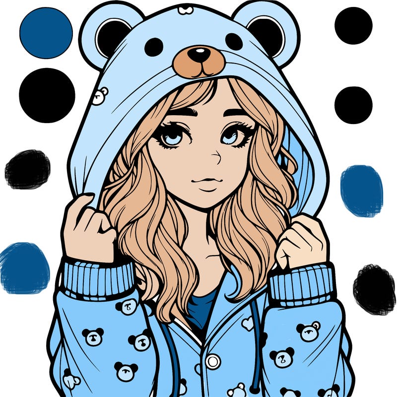 realistic girl in a animal pjs hoodie