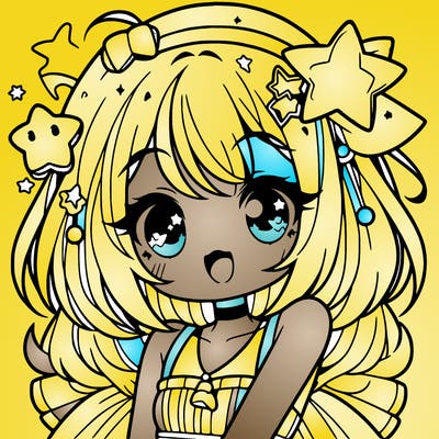 cute anime girl with star accessories