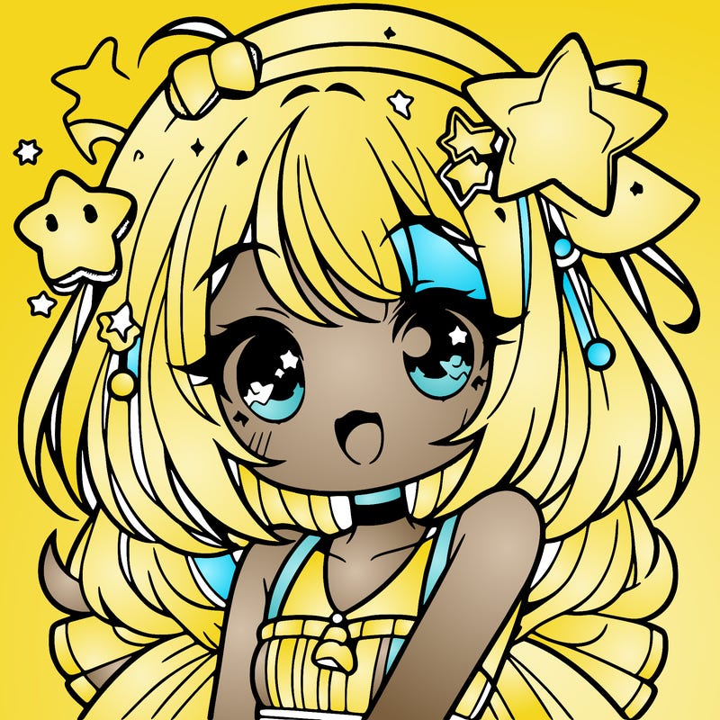 cute anime girl with star accessories