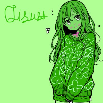 manga teen girl  in a sweater and baggy pants