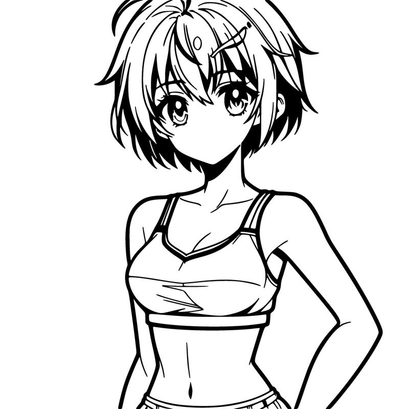anime girl wearing crop top