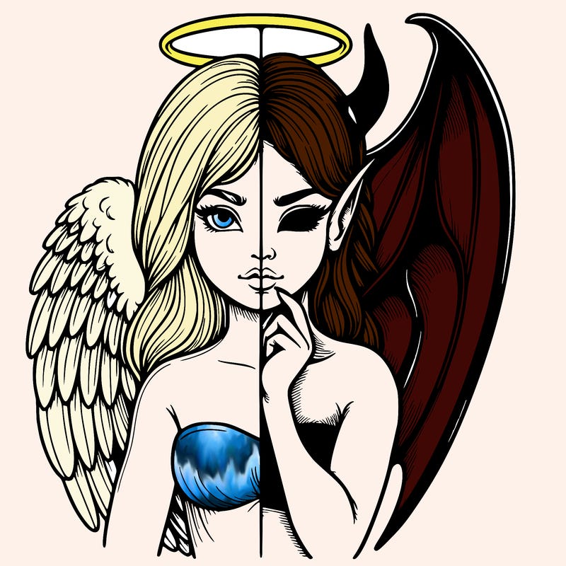 realistic angel half demon