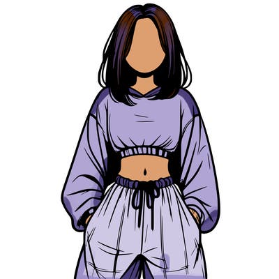 realistic girl faceless with baggy pants and a crop top