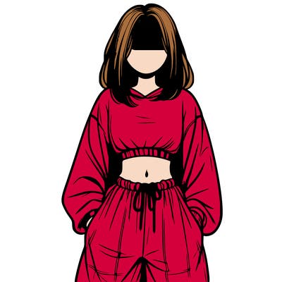 realistic girl faceless with baggy pants and a crop top