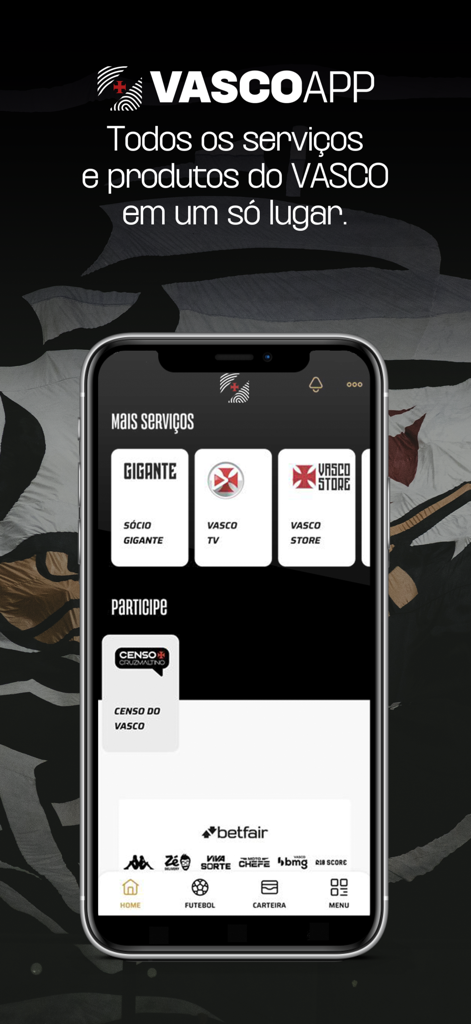 Vasco APP - Screenshot of the Vasco APP interface showing the more services section with links to Vasco TV, the official store, and membership information.