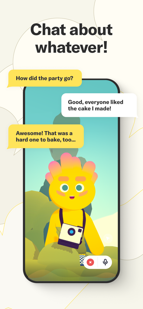 Tolan: Alien Best Friend - A friendly chat interface with Tolan the AI alien companion discussing daily life activities