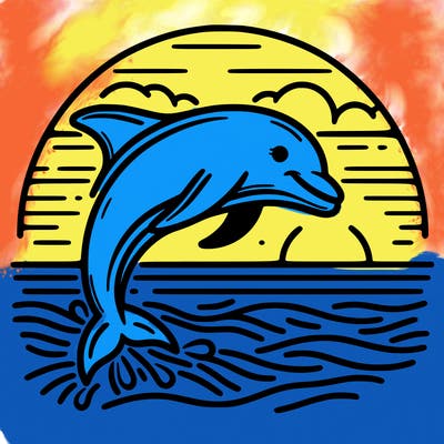 dolphin in a sunset