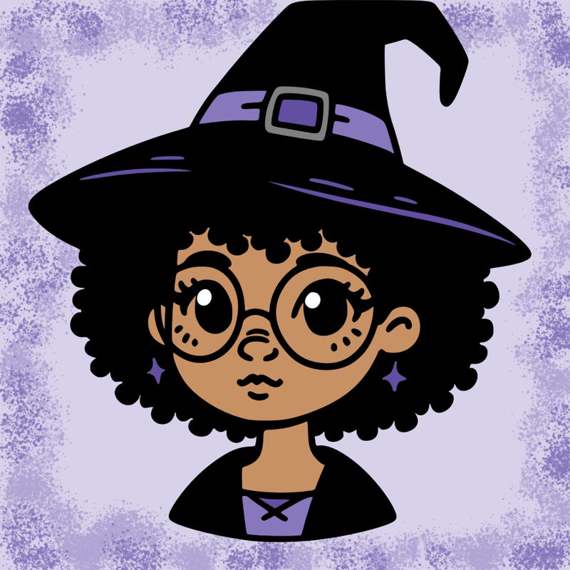 a black person who is a witch and has glasses