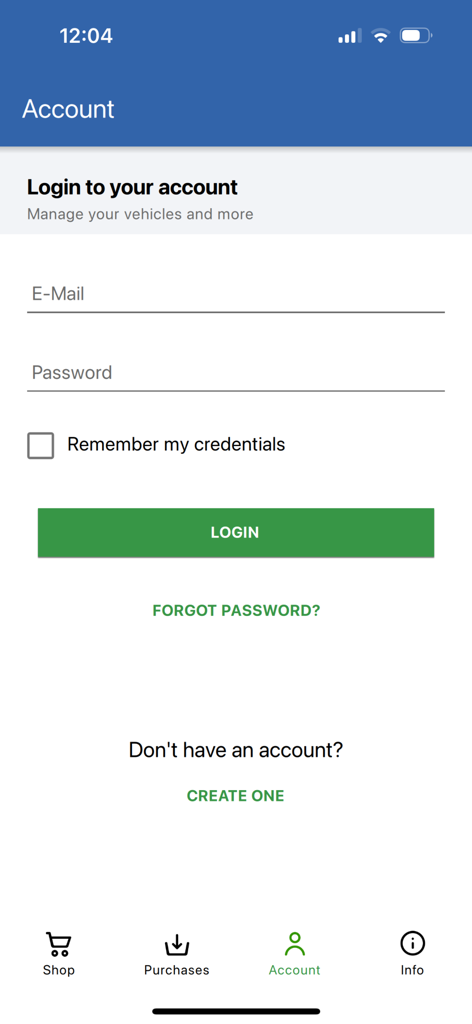 BGTOLL mobile app login page for road toll management