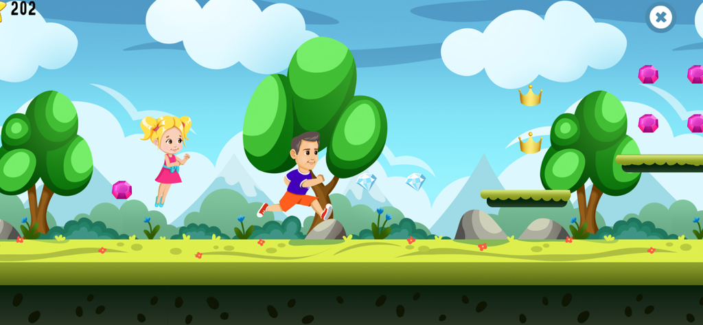 Like Nastya Game - Nastya and her dad running in a cartoon adventure game level