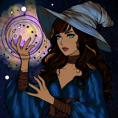 realistic women sorcerer using magic