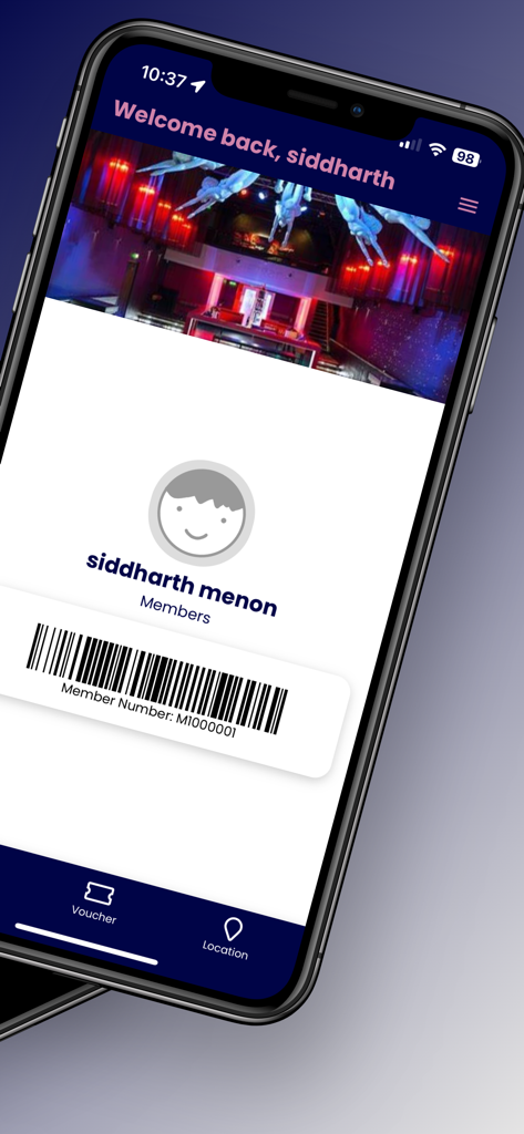 Club Sugar - Club Sugar app digital membership card featuring a member profile and barcode