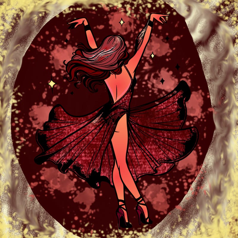 dancer dancing with a shimmery costume on realistic