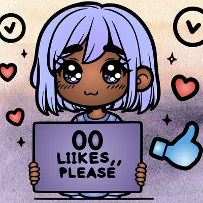 a girl with a sign saying 100 likes, please