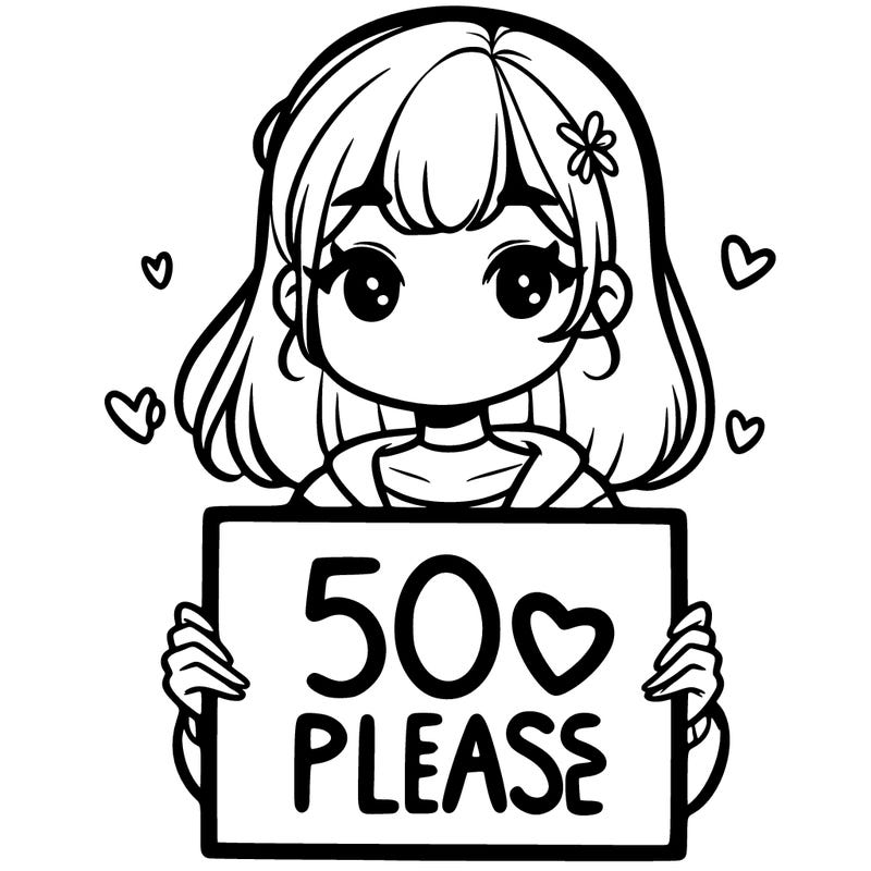 a girl holding a 50 likes please sign