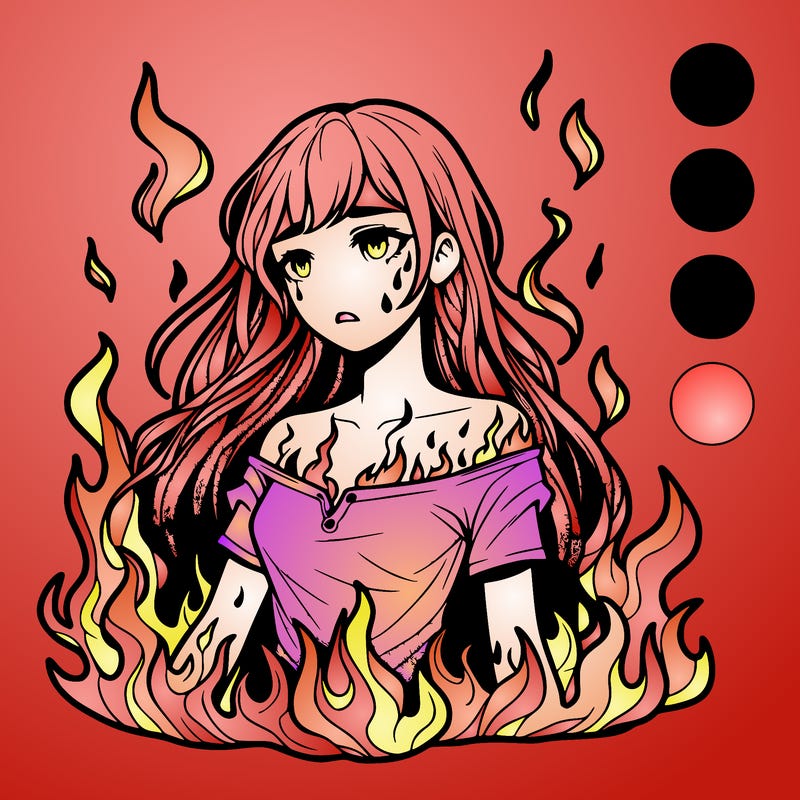 realistic girl in flames