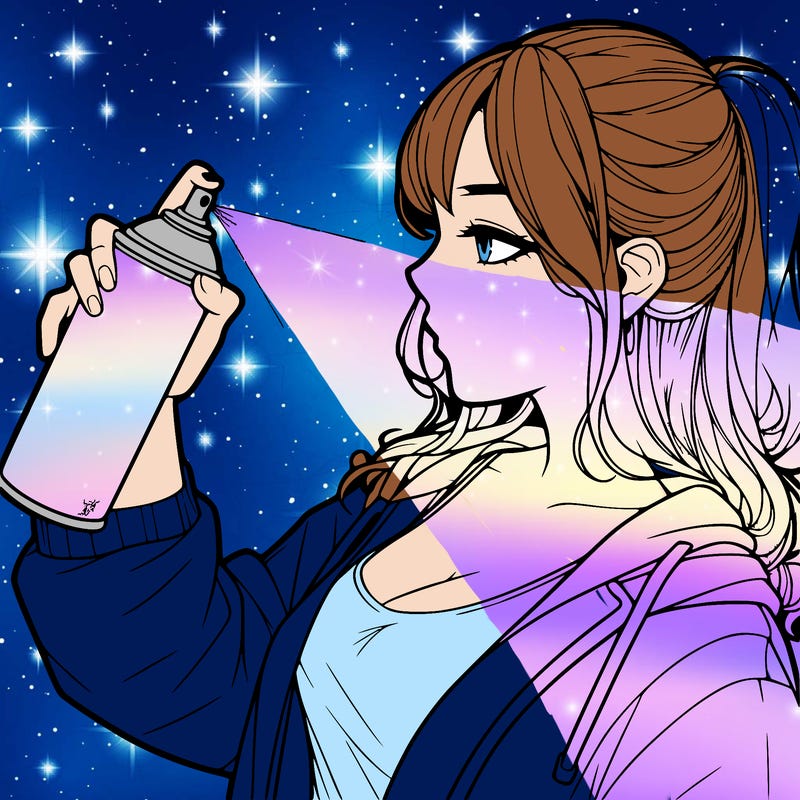 a realistic girl spray, painting