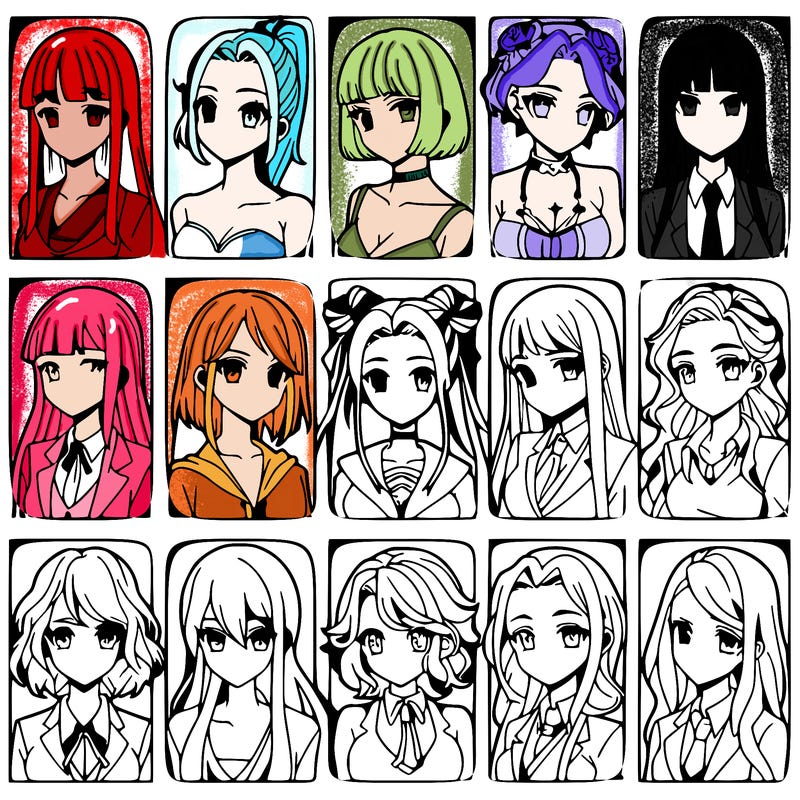 girls that look diffrent anime