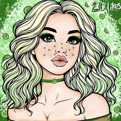 realistic girl with wavy hair and lips