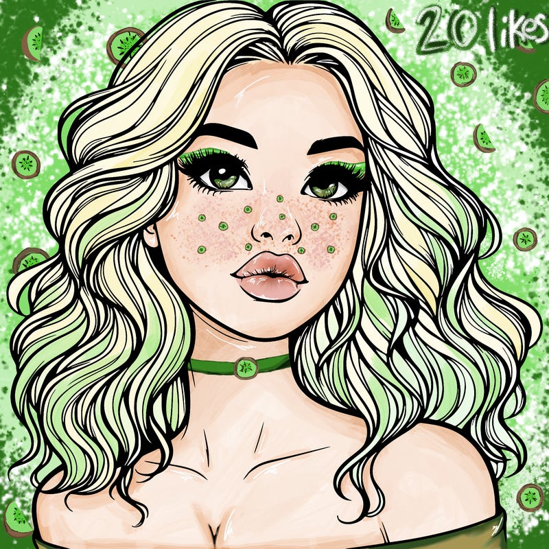 realistic girl with wavy hair and lips