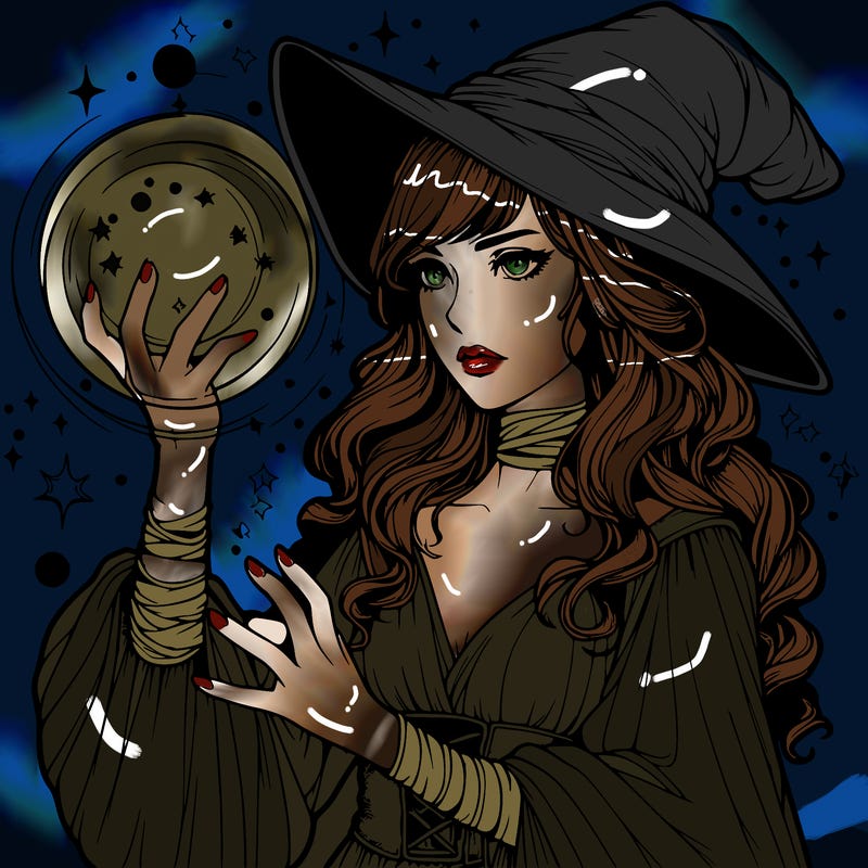 realistic women sorcerer using magic