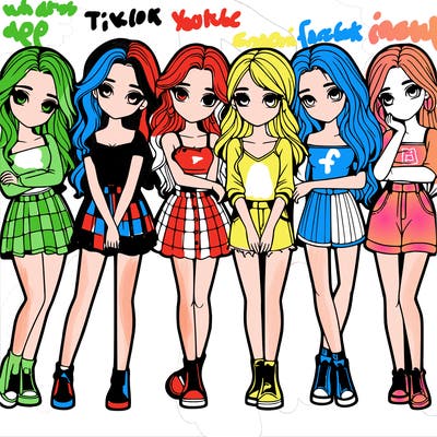 a group of girls realistic