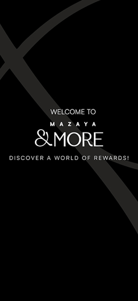 Mazaya and More - Pantalla de bienvenida de la aplicación de lealtad y recompensas Mazaya and More