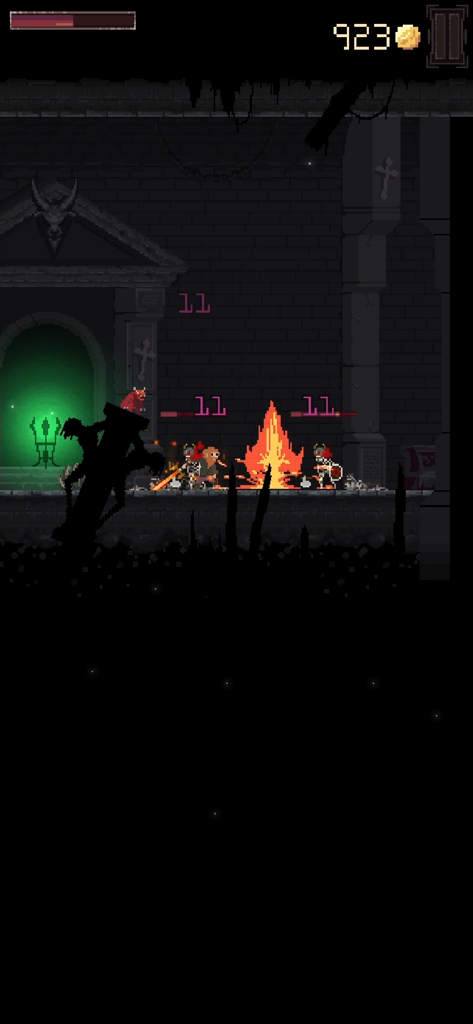 Dungeons & Miners - Pixel art gameplay of an adventurer fighting skeletons in a dark dungeon