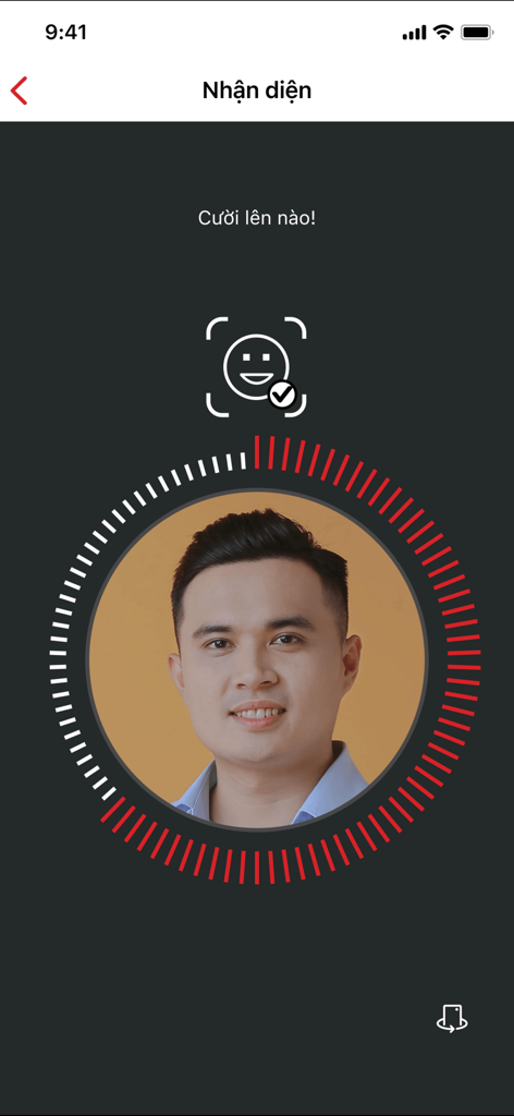 HD Saison - Facial recognition screen for identity verification in the HD Saison app