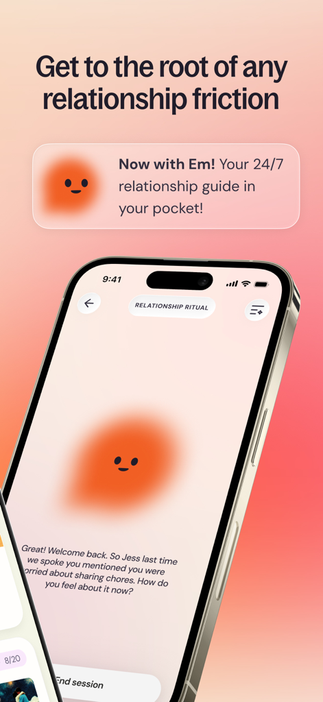 Ember: AI Relationship Coach - Ember app interface for an AI-led relationship coaching session