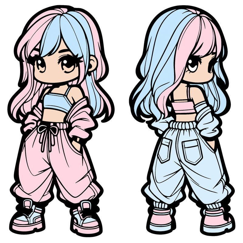 girl in crop top and baggy pants