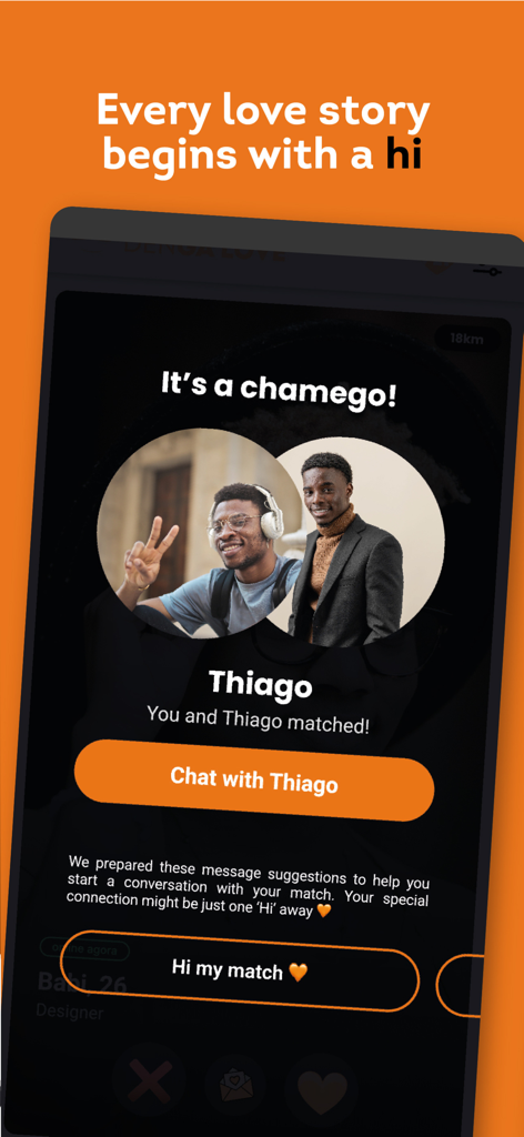 Denga Love: Black Dating - A new match notification on the Denga Love dating app showing two users who have connected.
