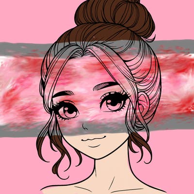 realistic pretty girl with hair in bun