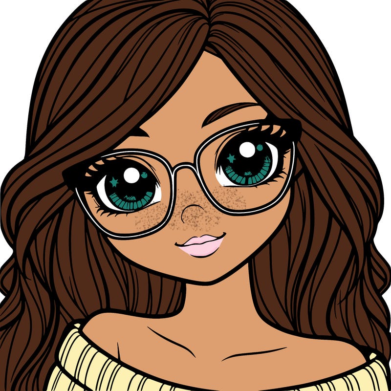 girl with beautiful eyes, hair, and glasses