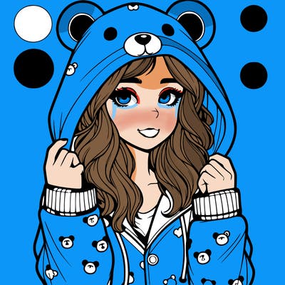 realistic girl in a animal pjs hoodie